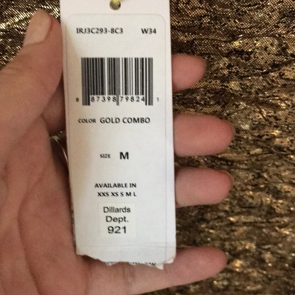 Gold Metallic Mini Skirt NWT - Picture 3 of 5